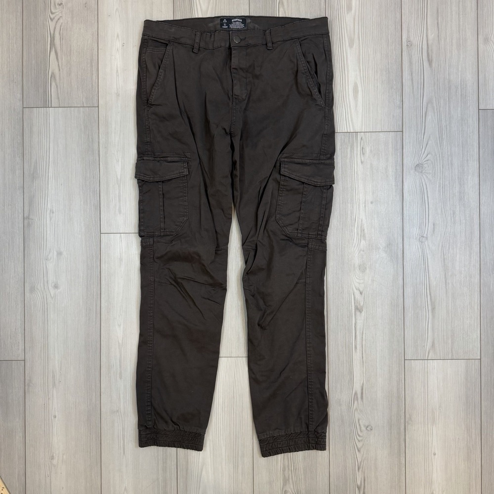 Avery & Co Large Brown Cargo Pants Cotton Pockets Tapered Leg 36x31‎
